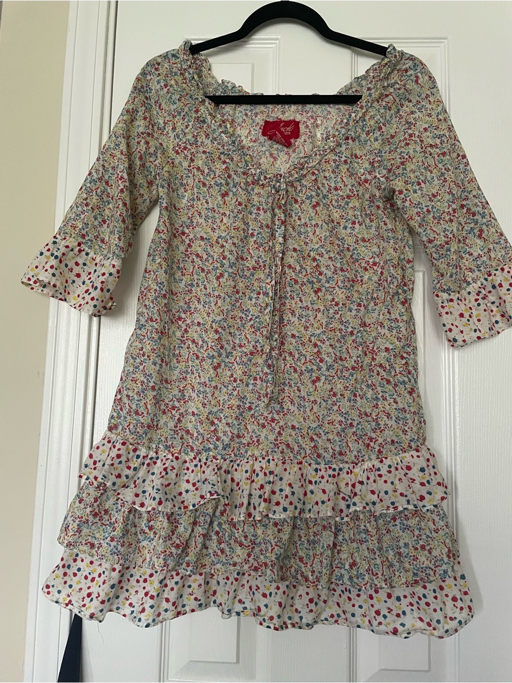 Jack by BB Dakota Floral Mini Dress in Cream with Multicolor Dots